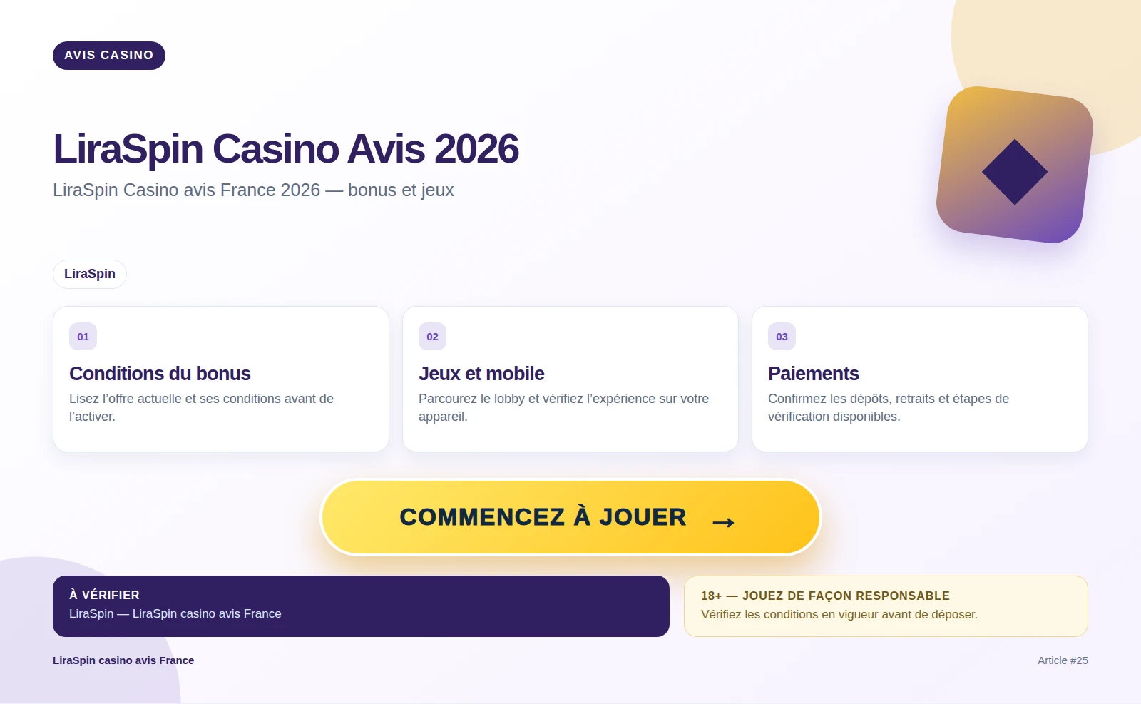 LiraSpin Casino avis France 2026